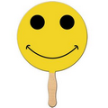 Smiley Face Stock Shape Fan w/ Wooden Stick